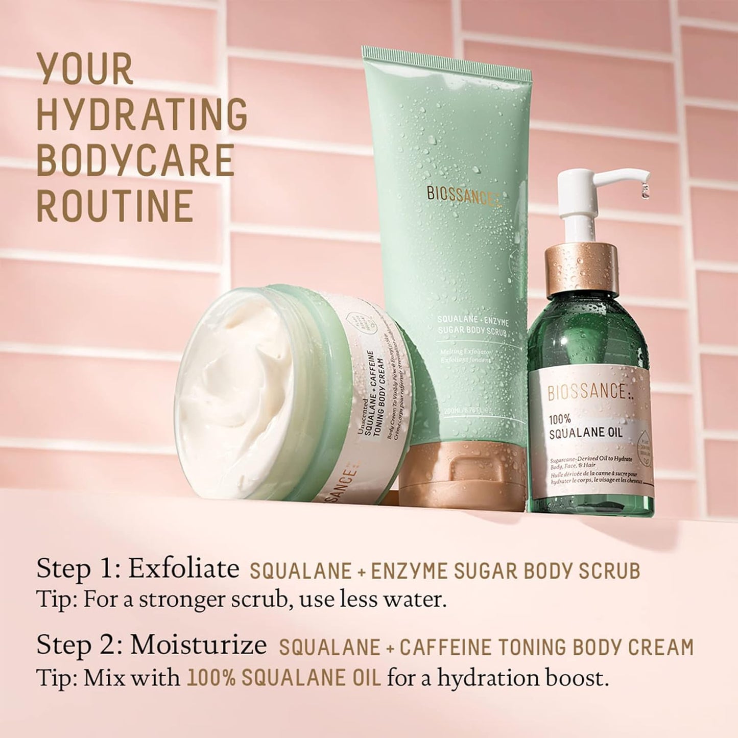 BIOSSANCE 100% Squalane Oil - Sustainable, Vegan Face Oil & Body Oil - Hydrating, Fast-Absorbing Moisturizer - Ideal for Oily Skin, Face, Hair - Organic Sugarcane-Derived Squalane, 3.3 ounces