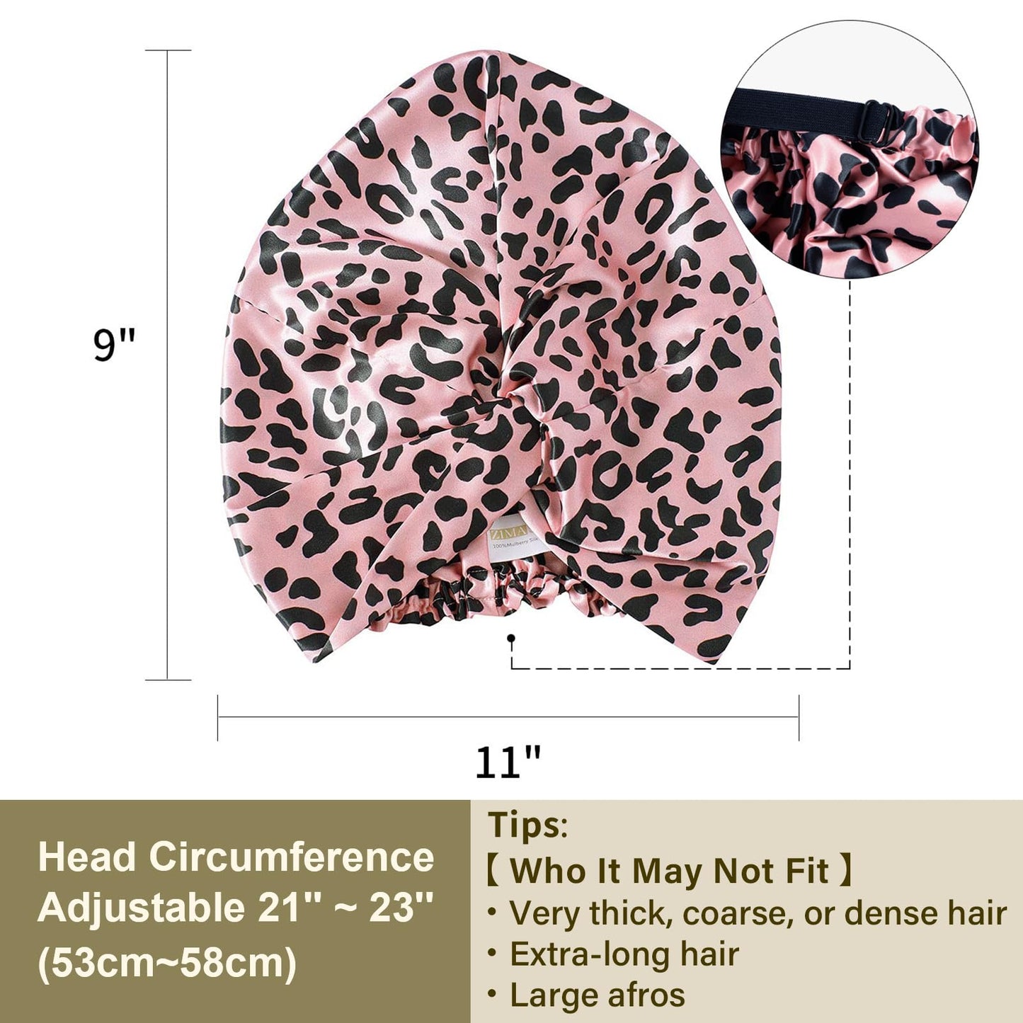 ZIMASILK 22 Momme 100% Mulberry Silk Bonnet for Sleeping & Women Hair Care, Highest Grade 6A Silk Hair wrap for Sleeping with Premium Elastic Stay On Head (1Pc, Pink)