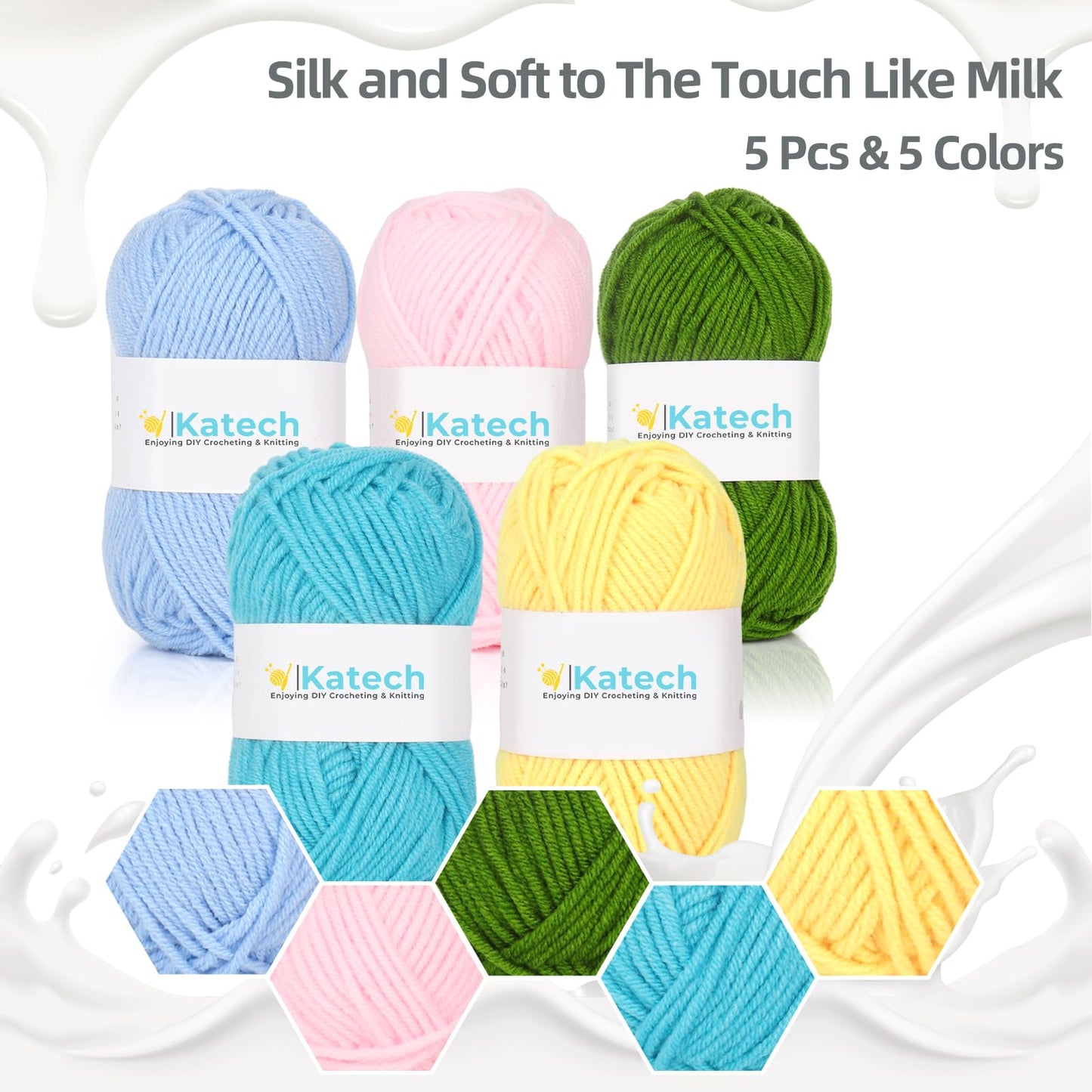 Katech Crochet Kit for Beginners, Beginner Crochet Kit for Adults-Crochet Kits Includes Crochet Hooks Knitting Bag Crochet Yarn for Crocheting Instruction Knitting Kit Crochet Supplies Gift