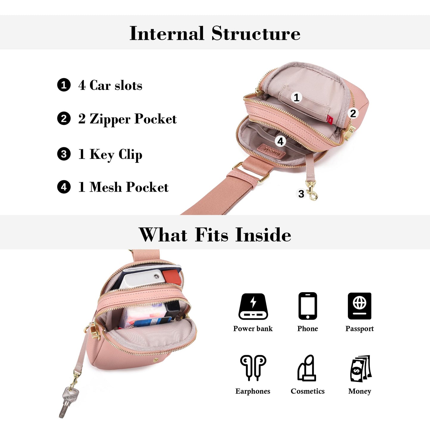 INICAT Anti Theft Crossbody Bag for Women, Small RFID Blocking Sling Purse with Zipper Lock for Travel, Vegan Leather