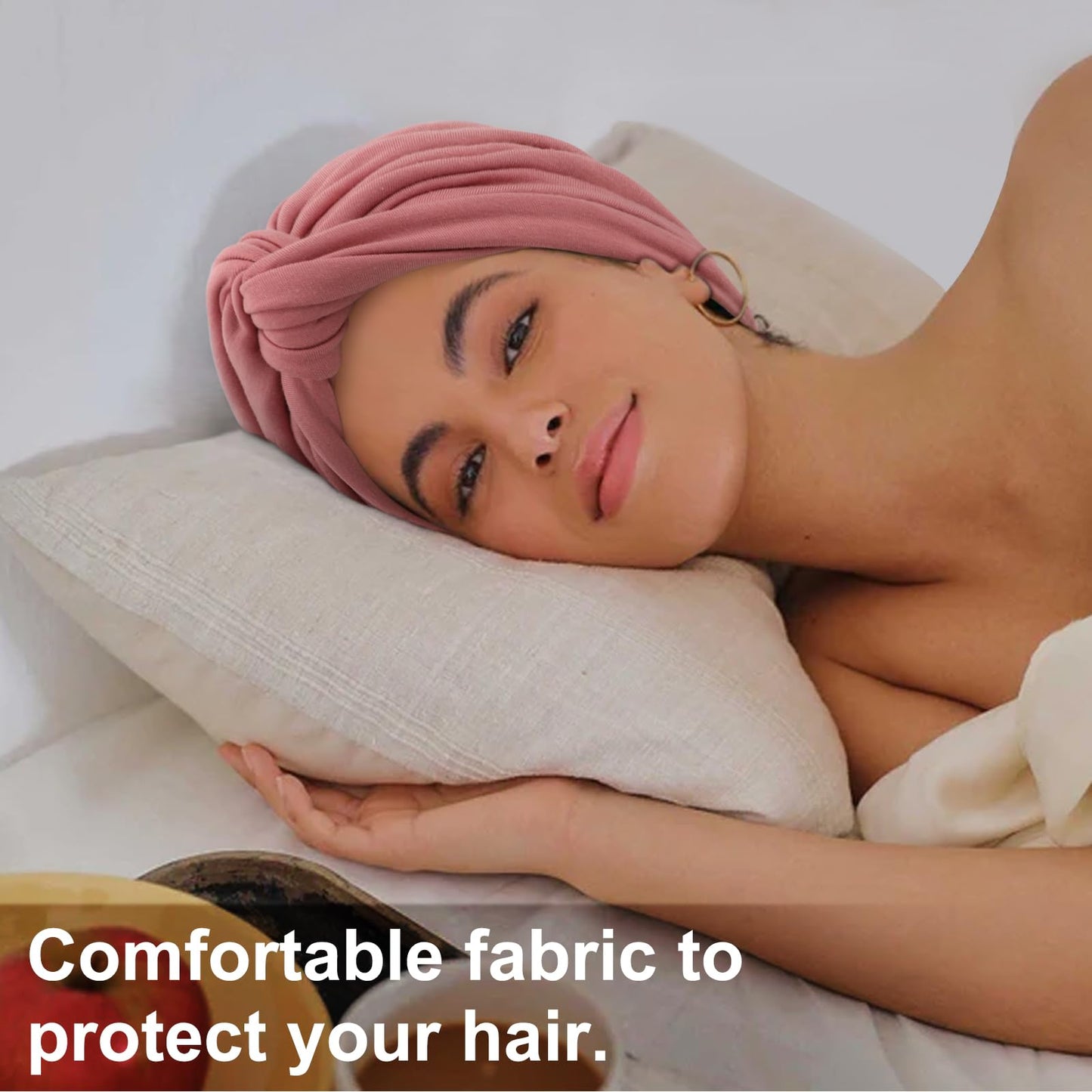 DRESHOW African Turban for Women Knotted Hairwraps for Sleeping Turban Headwraps Head Warmer Scarf for Black Women Chemo Cap