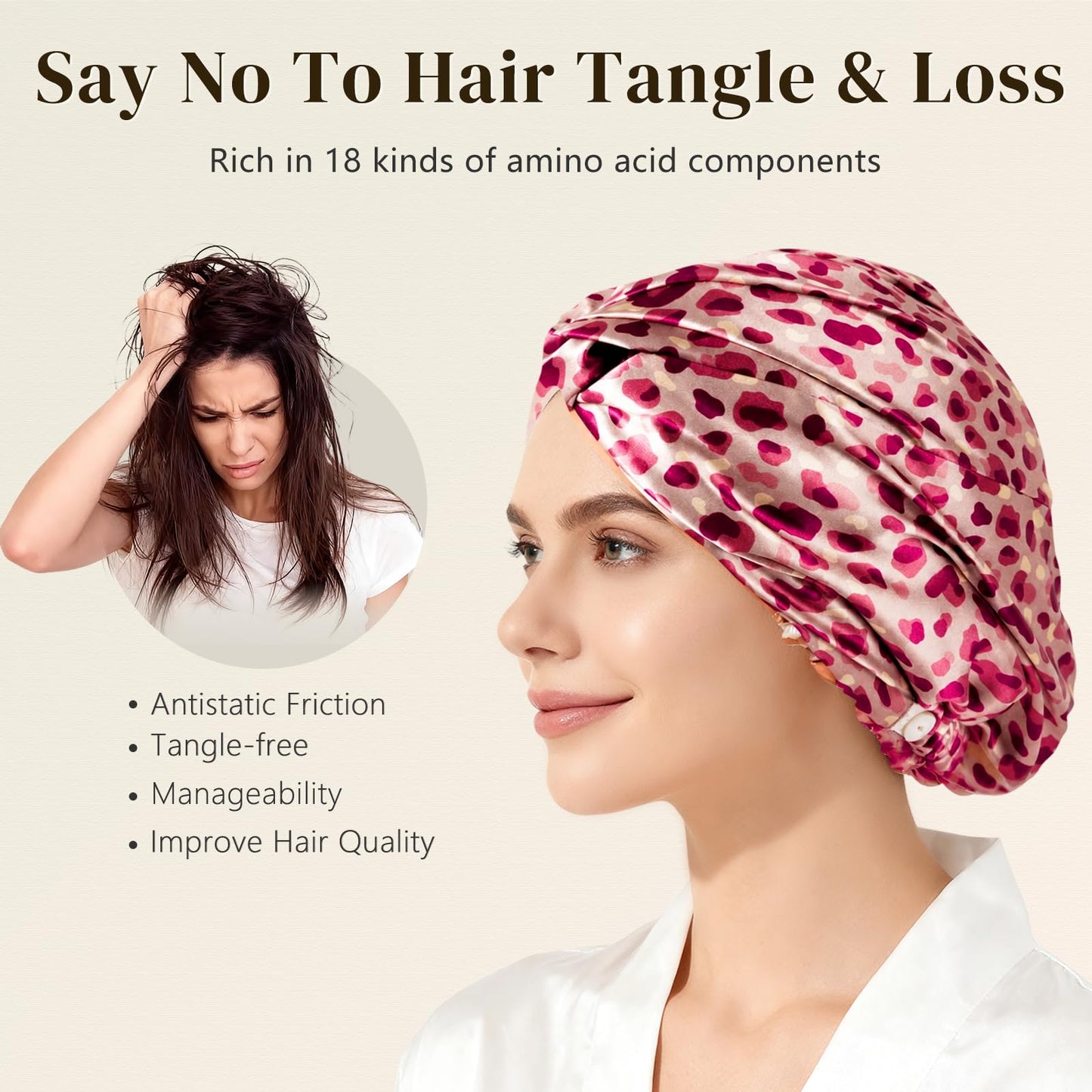 ZIMASILK 22 Momme 100% Mulberry Silk Bonnet for Sleeping & Women Hair Care, Highest Grade 6A Silk Hair wrap for Sleeping with Premium Elastic Stay On Head (1Pc, Pink)