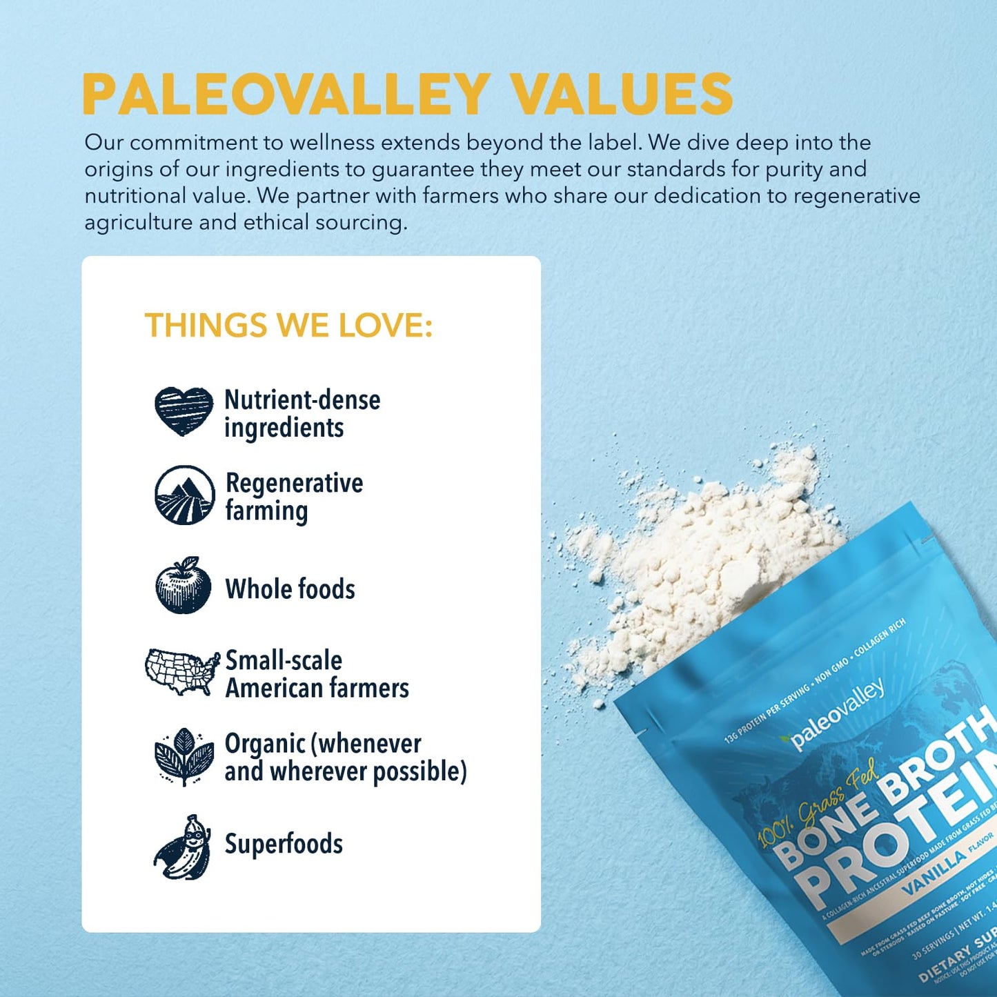 Paleovalley 100% Grass Fed Beef Bone Broth Protein Powder - Rich in Collagen Peptides for Hair, Skin, Gut Health, Bone and Joint Support - 13g Protein Per Serving - No Gluten or GMOs - Chocolate