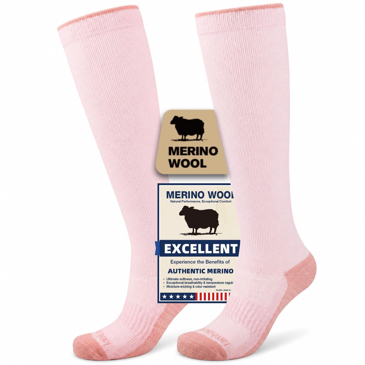 Merino Wool Compression Socks for Women & Men, 20-30 mmHg Knee High Dryarn Socks for Flying, Travel