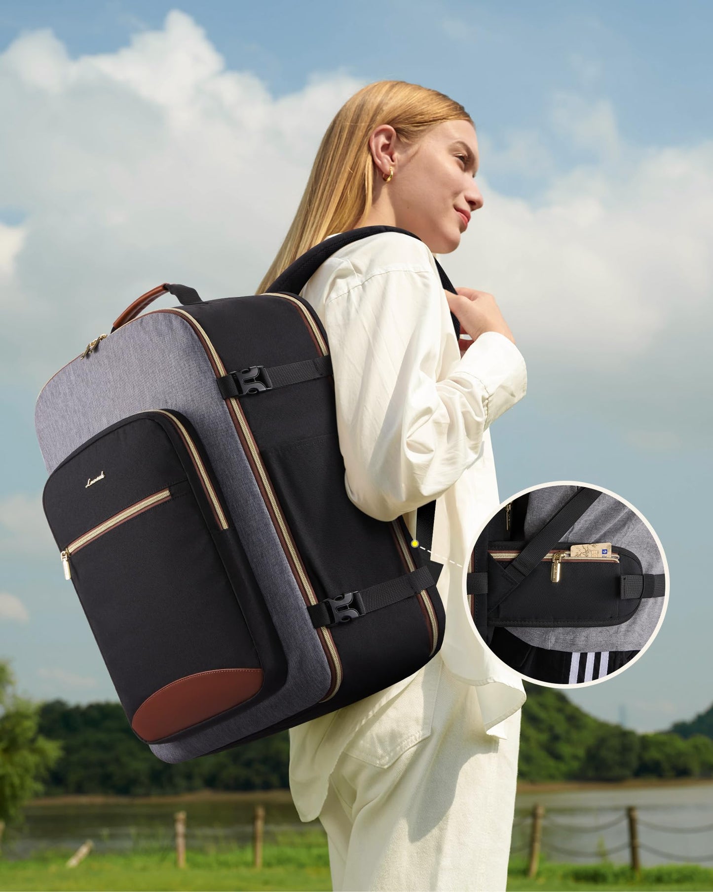 LOVEVOOK 40L Travel Backpack for Women & Men, Airline Approved Carry On Luggage with 3 Packing Cubes, TSA Overnight Bags, Waterproof Personal Item Bag, Weekender Essentials Backpacks fits 17" Laptop