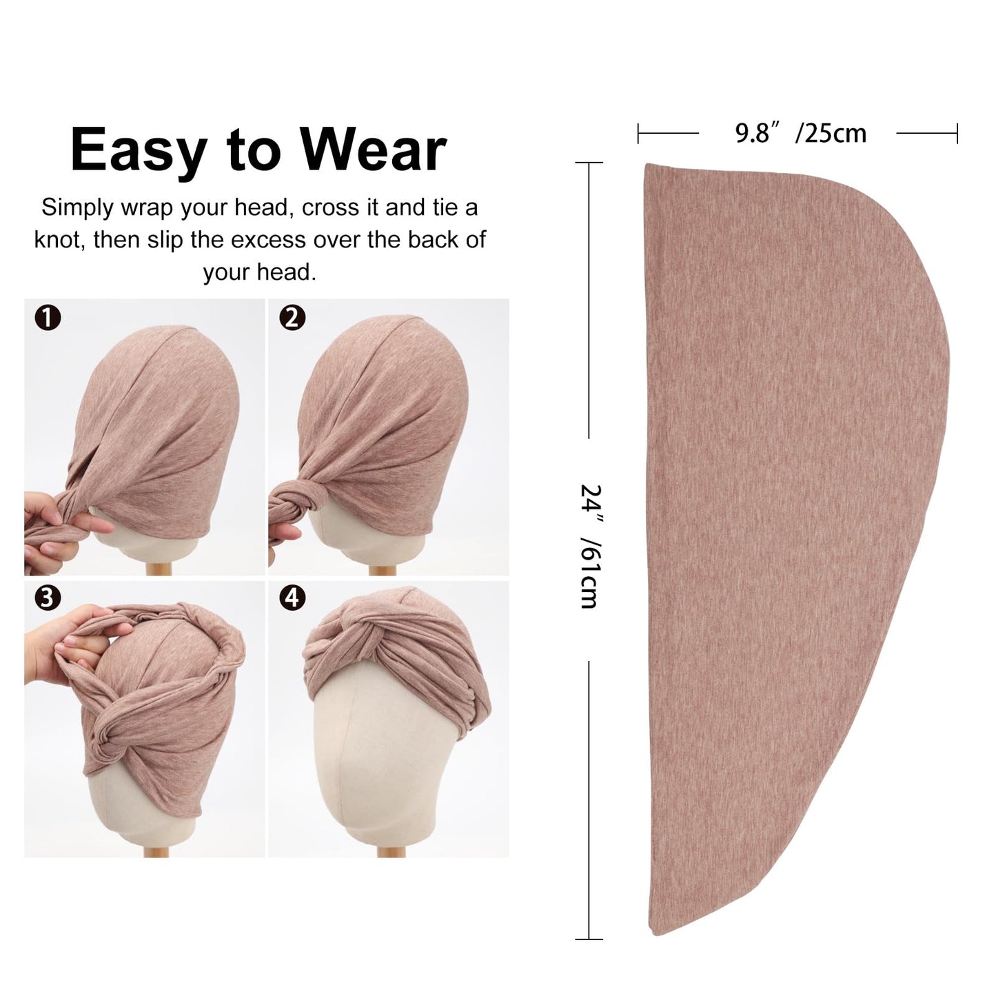 DRESHOW African Turban for Women Knotted Hairwraps for Sleeping Turban Headwraps Head Warmer Scarf for Black Women Chemo Cap