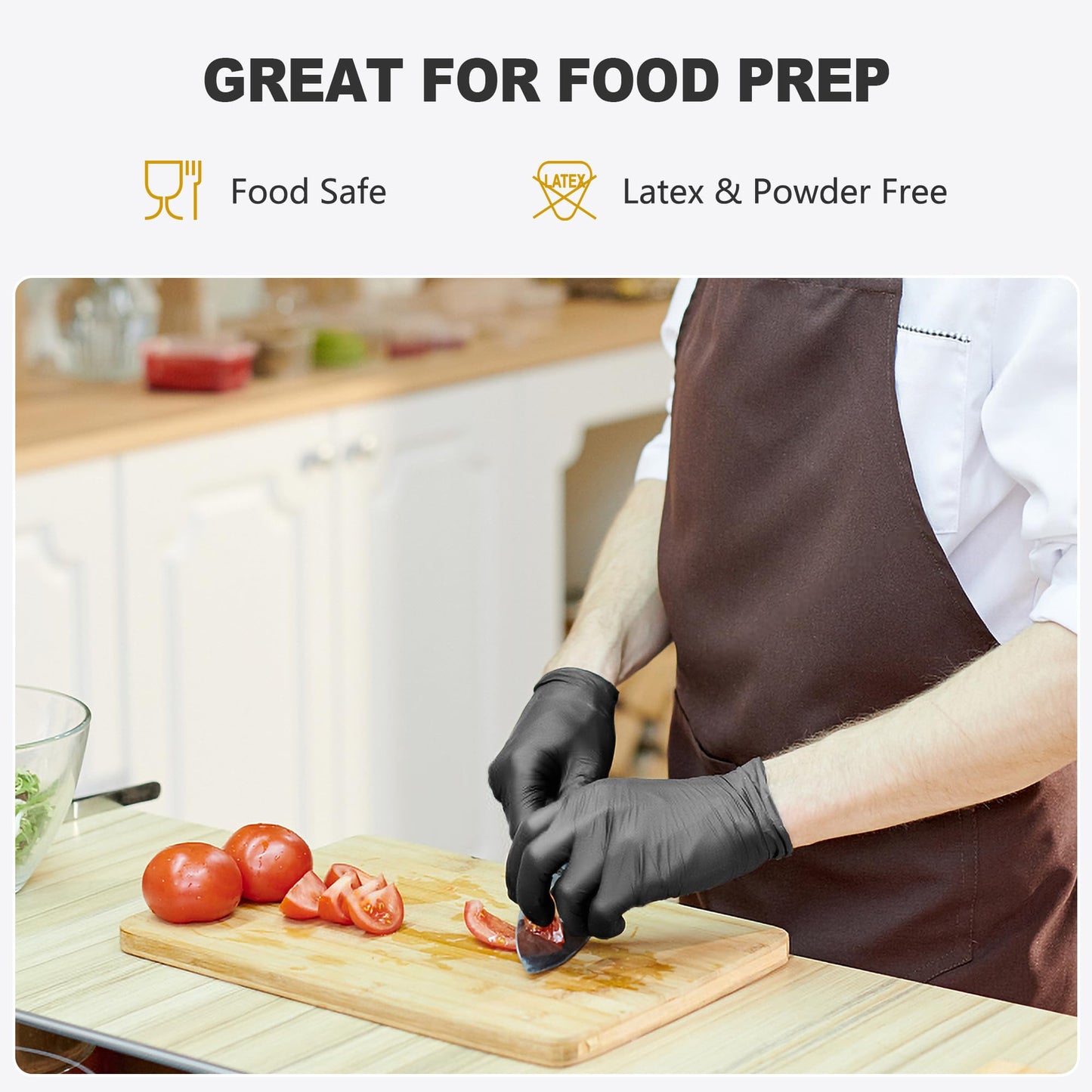 SWIFTLITE Black Vinyl Gloves, Food Grade Gloves Disposable Latex Free & Powder Free, Guantes for Cleaning Cooking Food Prep