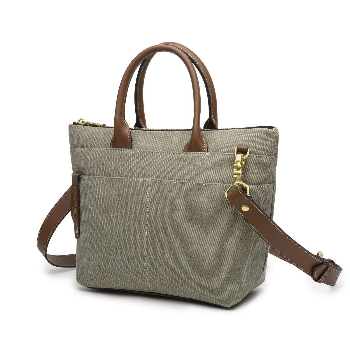 The Dot washed canvas and leather mini tote, view 5