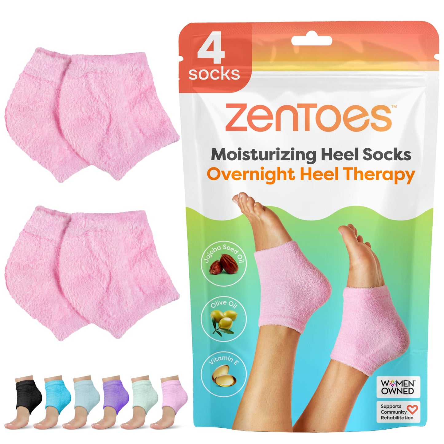 ZenToes Moisturizing Socks for Cracked Heel Treatment, Vitamin E, Olive Oil and Jojoba Oil Infused Heel Socks, Spa Gifts for Women, Relaxation Gifts for Women (Fuzzy Lilac Purple, Regular)