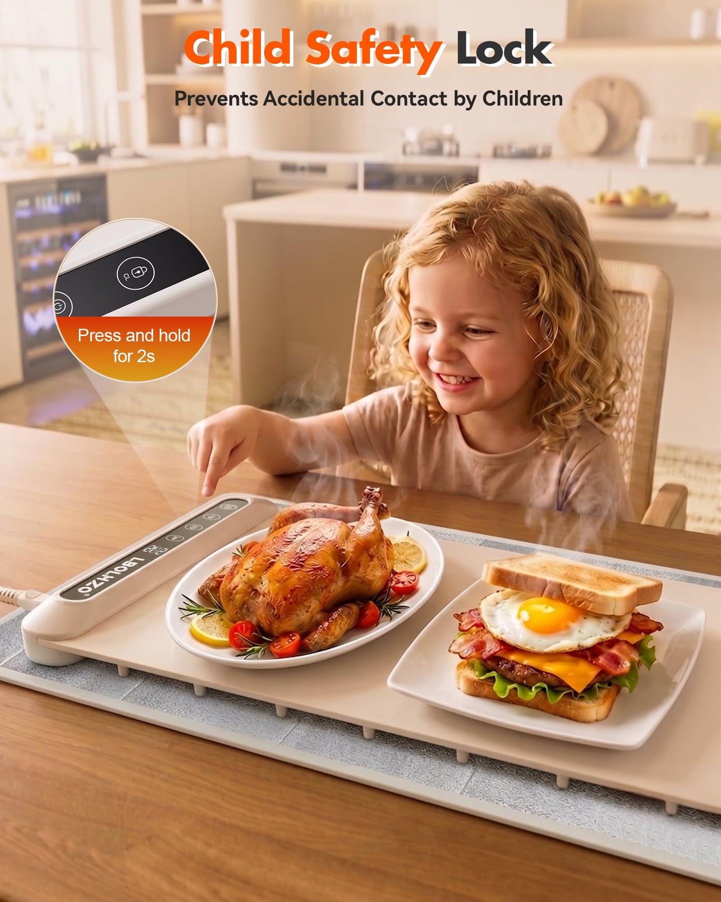 Warming Mat For Food Extra Long 43"x12" 600W Food Warming Mat Heat Resistant Pad,Chafing Dishes for Buffet 6 Temp 12 Hours,Child Lock,Food Warmers for Parties Buffet for Catering Gatherings