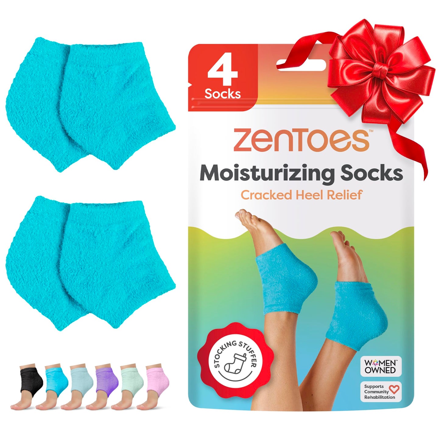 ZenToes Moisturizing Socks for Cracked Heel Treatment, Vitamin E, Olive Oil and Jojoba Oil Infused Heel Socks, Spa Gifts for Women, Relaxation Gifts for Women (Fuzzy Lilac Purple, Regular)
