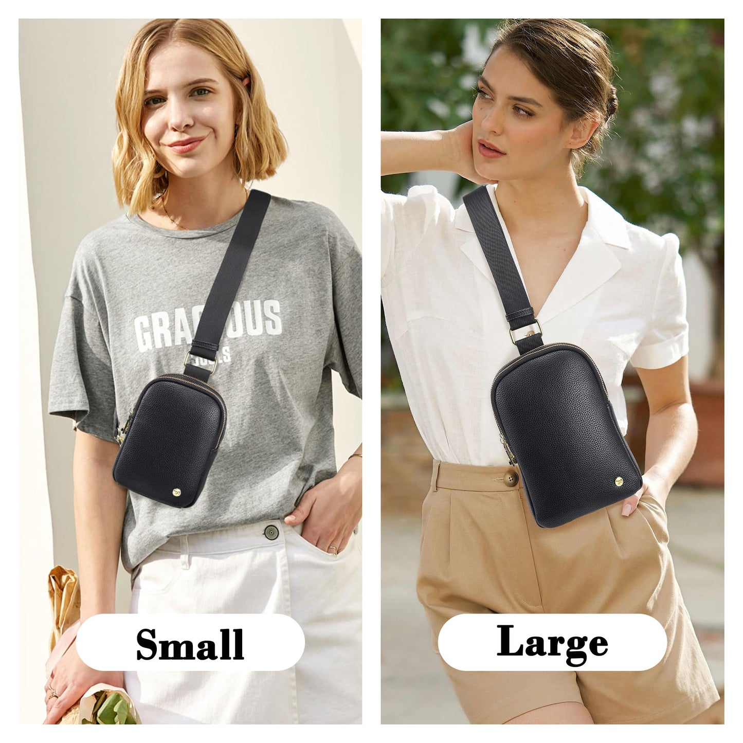 INICAT Anti Theft Crossbody Bag for Women, Small RFID Blocking Sling Purse with Zipper Lock for Travel, Vegan Leather