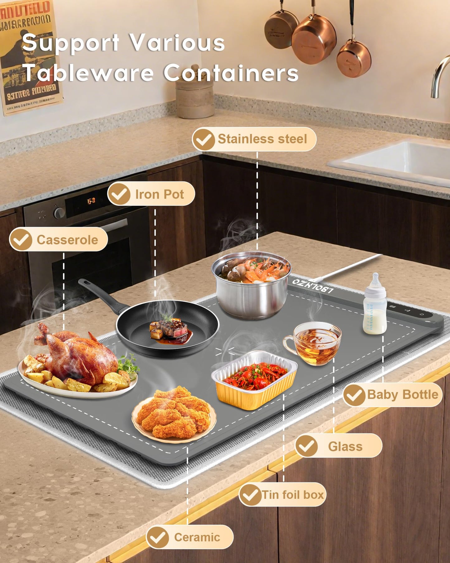 Warming Mat For Food Extra Long 43"x12" 600W Food Warming Mat Heat Resistant Pad,Chafing Dishes for Buffet 6 Temp 12 Hours,Child Lock,Food Warmers for Parties Buffet for Catering Gatherings