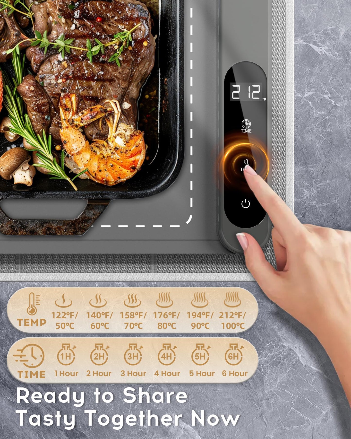 Warming Mat For Food Extra Long 43"x12" 600W Food Warming Mat Heat Resistant Pad,Chafing Dishes for Buffet 6 Temp 12 Hours,Child Lock,Food Warmers for Parties Buffet for Catering Gatherings