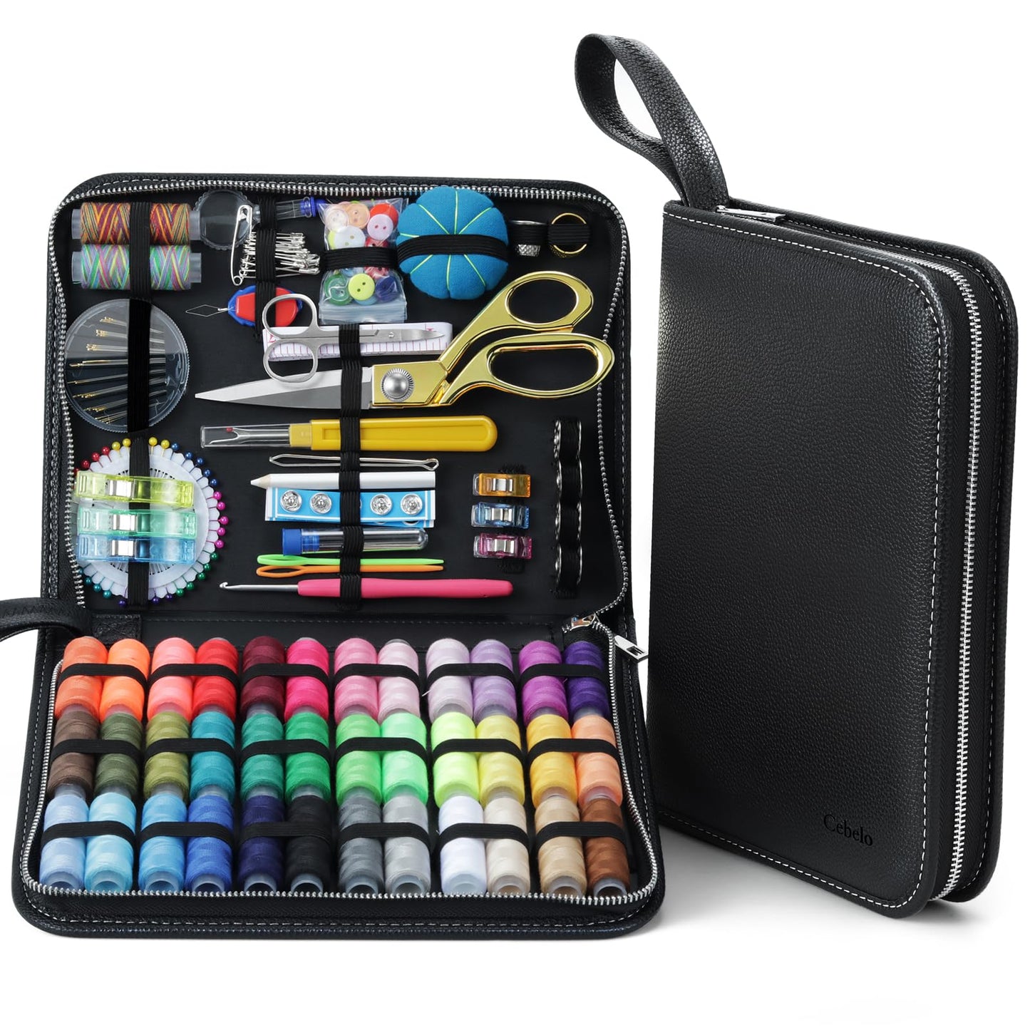 Cebelo Large Sewing Kit for Adults: 232 Pcs Sewing Supplies for Hand Mending Clothes Emergency Repair for Home Travel Dorm - 2026 Christmas Gifts for Mom Grandma Students Beginner (Brown)