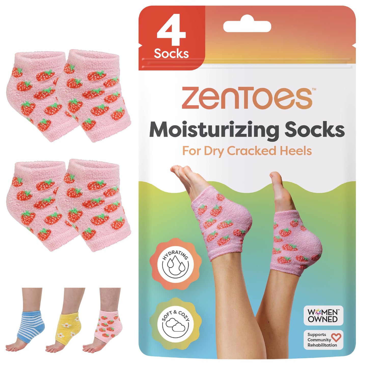 ZenToes Moisturizing Socks for Cracked Heel Treatment, Vitamin E, Olive Oil and Jojoba Oil Infused Heel Socks, Spa Gifts for Women, Relaxation Gifts for Women (Fuzzy Lilac Purple, Regular)