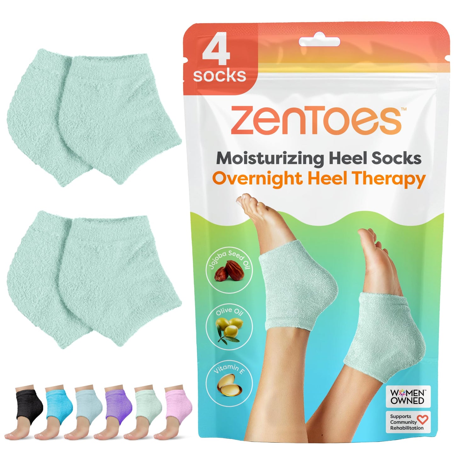ZenToes Moisturizing Socks for Cracked Heel Treatment, Vitamin E, Olive Oil and Jojoba Oil Infused Heel Socks, Spa Gifts for Women, Relaxation Gifts for Women (Fuzzy Lilac Purple, Regular)