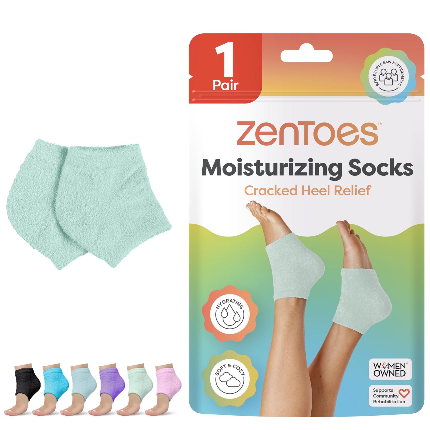 ZenToes Moisturizing Socks for Cracked Heel Treatment, Vitamin E, Olive Oil and Jojoba Oil Infused Heel Socks, Spa Gifts for Women, Relaxation Gifts for Women (Fuzzy Lilac Purple, Regular)