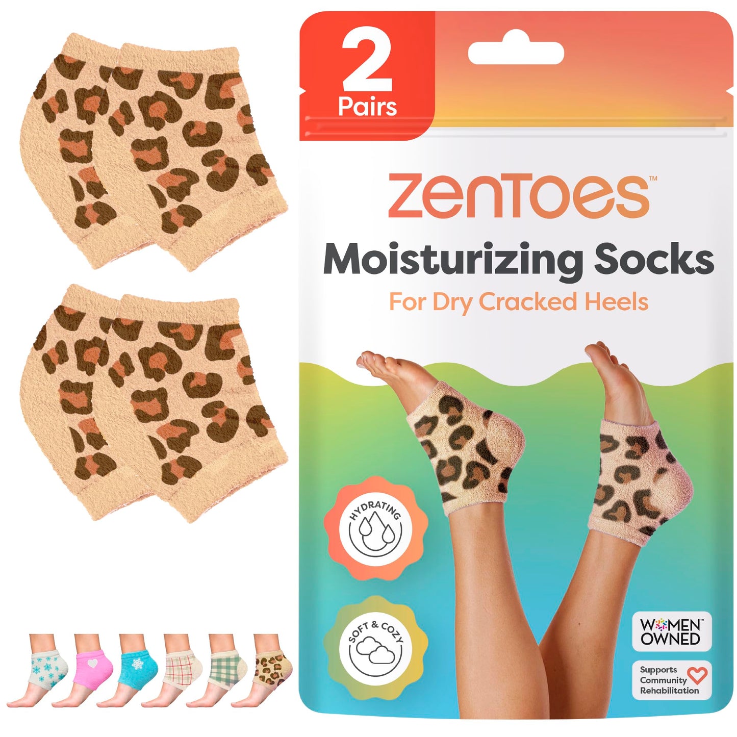 ZenToes Moisturizing Socks for Cracked Heel Treatment, Vitamin E, Olive Oil and Jojoba Oil Infused Heel Socks, Spa Gifts for Women, Relaxation Gifts for Women (Fuzzy Lilac Purple, Regular)