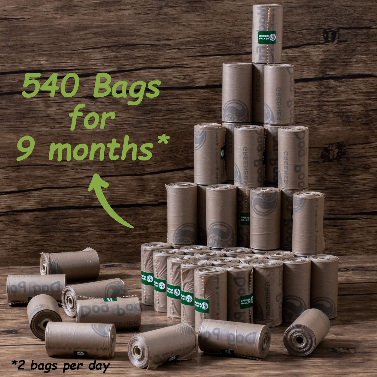 Greener Walker Poop Bags for Dog Waste-540 Bags,Extra Thick Strong 100% Leak Proof Dog Waste Bags (Green)