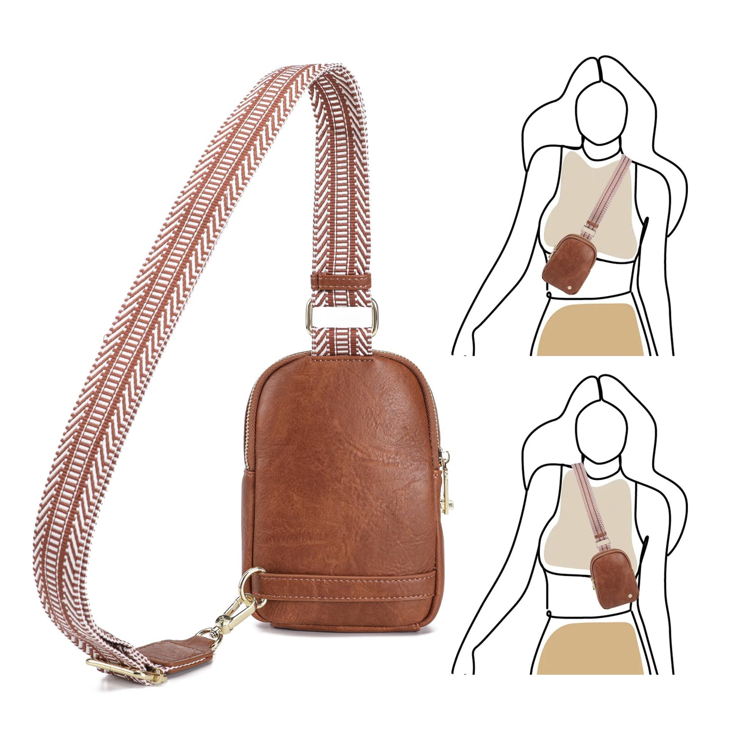 INICAT Anti Theft Crossbody Bag for Women, Small RFID Blocking Sling Purse with Zipper Lock for Travel, Vegan Leather