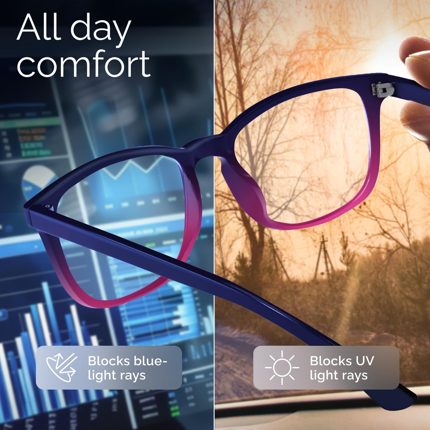 livho High Tech Blue Light Glasses - Advanced Blue Light Blocking Computer Glasses - Screen Fatigue & UV Protection
