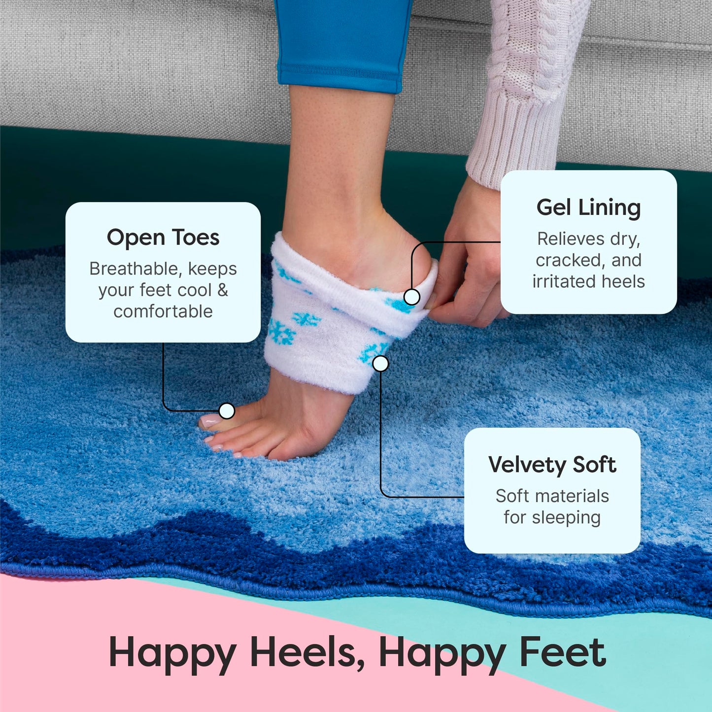 ZenToes Moisturizing Socks for Cracked Heel Treatment, Vitamin E, Olive Oil and Jojoba Oil Infused Heel Socks, Spa Gifts for Women, Relaxation Gifts for Women (Fuzzy Lilac Purple, Regular)