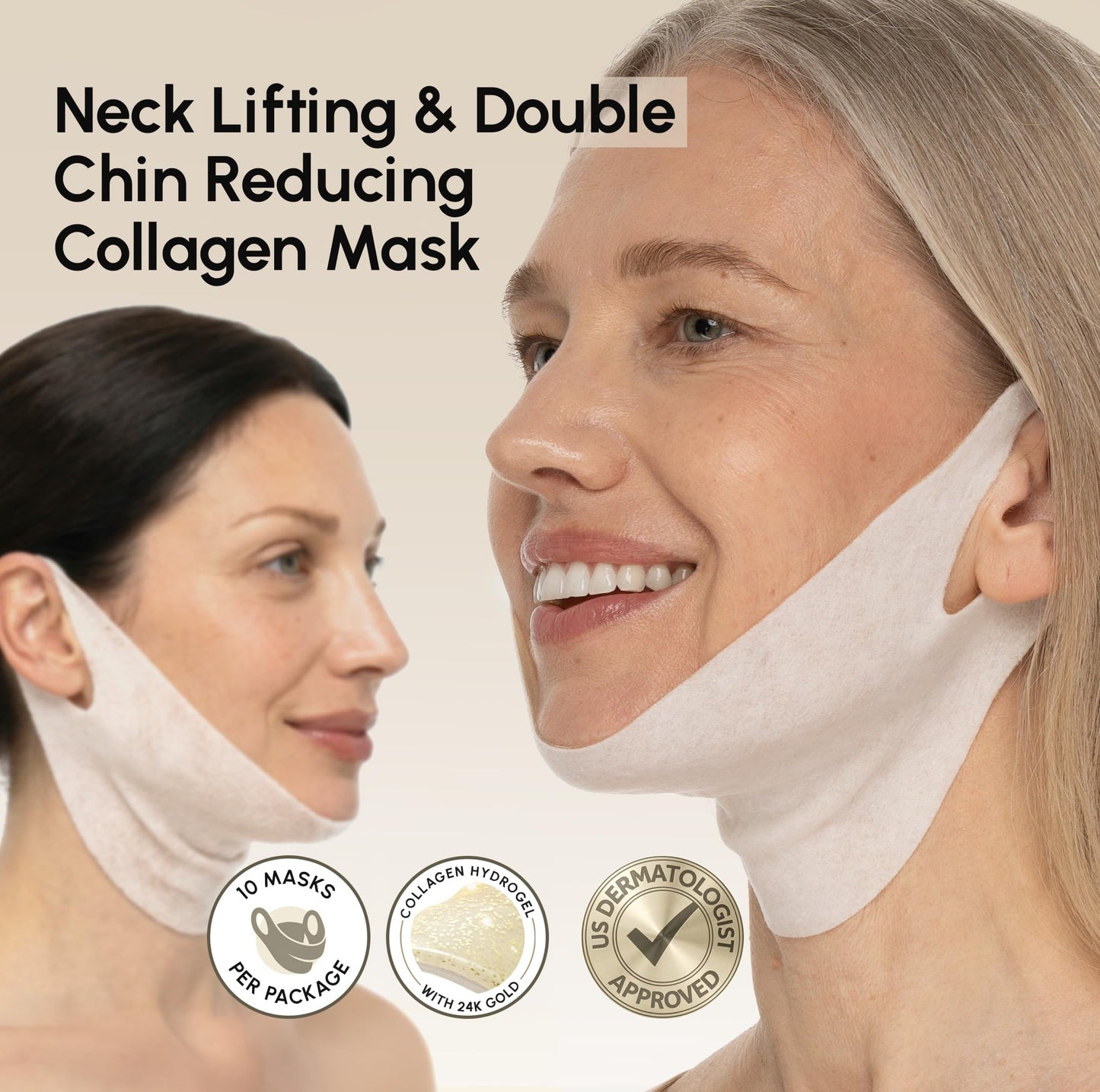 MAREE V Line Lifting Mask with 24K Gold – Deep Collagen Face Mask for Women – Jawline Shaper Mask with Retinol & Hyaluronic Acid – Neck Tightening & Firming - Double Chin Strap for Face Lift