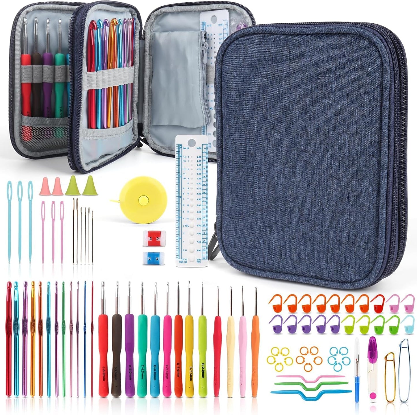 Katech Crochet Kit for Beginners, Beginner Crochet Kit for Adults-Crochet Kits Includes Crochet Hooks Knitting Bag Crochet Yarn for Crocheting Instruction Knitting Kit Crochet Supplies Gift