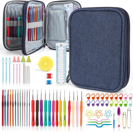 Katech Crochet Kit for Beginners, Beginner Crochet Kit for Adults-Crochet Kits Includes Crochet Hooks Knitting Bag Crochet Yarn for Crocheting Instruction Knitting Kit Crochet Supplies Gift