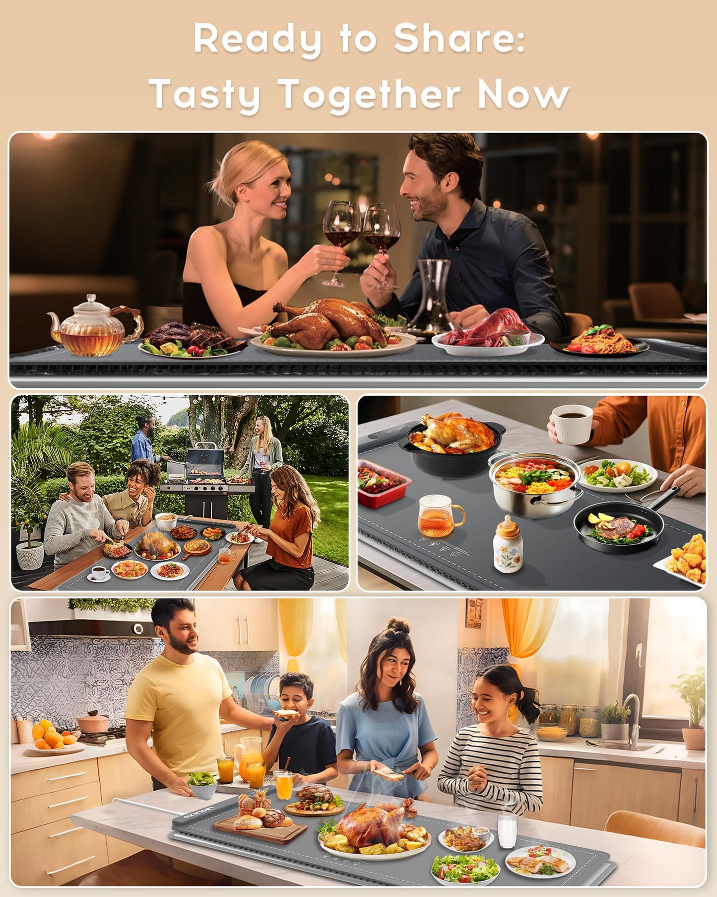 Warming Mat For Food Extra Long 43"x12" 600W Food Warming Mat Heat Resistant Pad,Chafing Dishes for Buffet 6 Temp 12 Hours,Child Lock,Food Warmers for Parties Buffet for Catering Gatherings