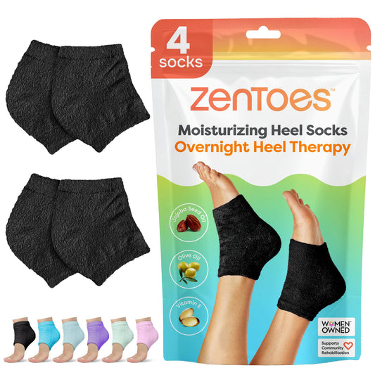 ZenToes Moisturizing Socks for Cracked Heel Treatment, Vitamin E, Olive Oil and Jojoba Oil Infused Heel Socks, Spa Gifts for Women, Relaxation Gifts for Women (Fuzzy Lilac Purple, Regular)