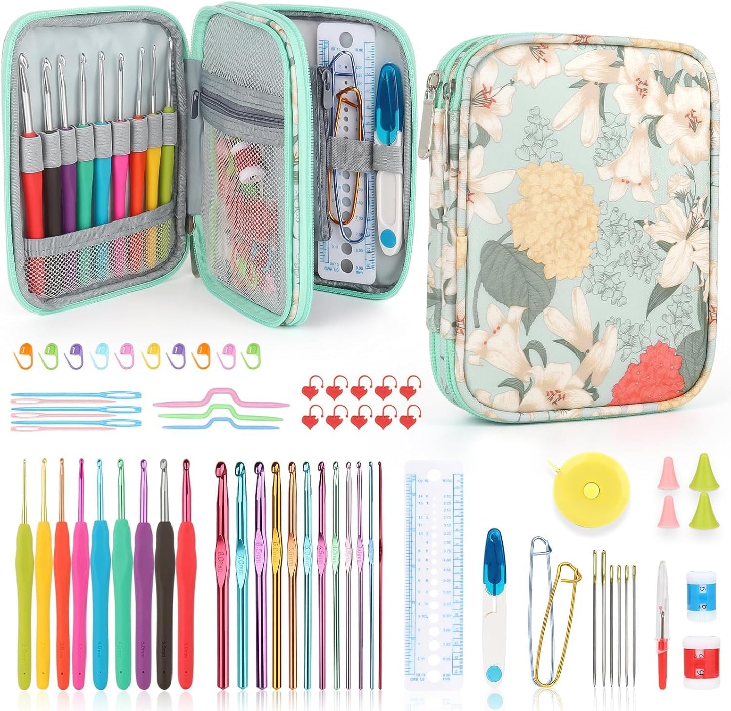 Katech Crochet Kit for Beginners, Beginner Crochet Kit for Adults-Crochet Kits Includes Crochet Hooks Knitting Bag Crochet Yarn for Crocheting Instruction Knitting Kit Crochet Supplies Gift