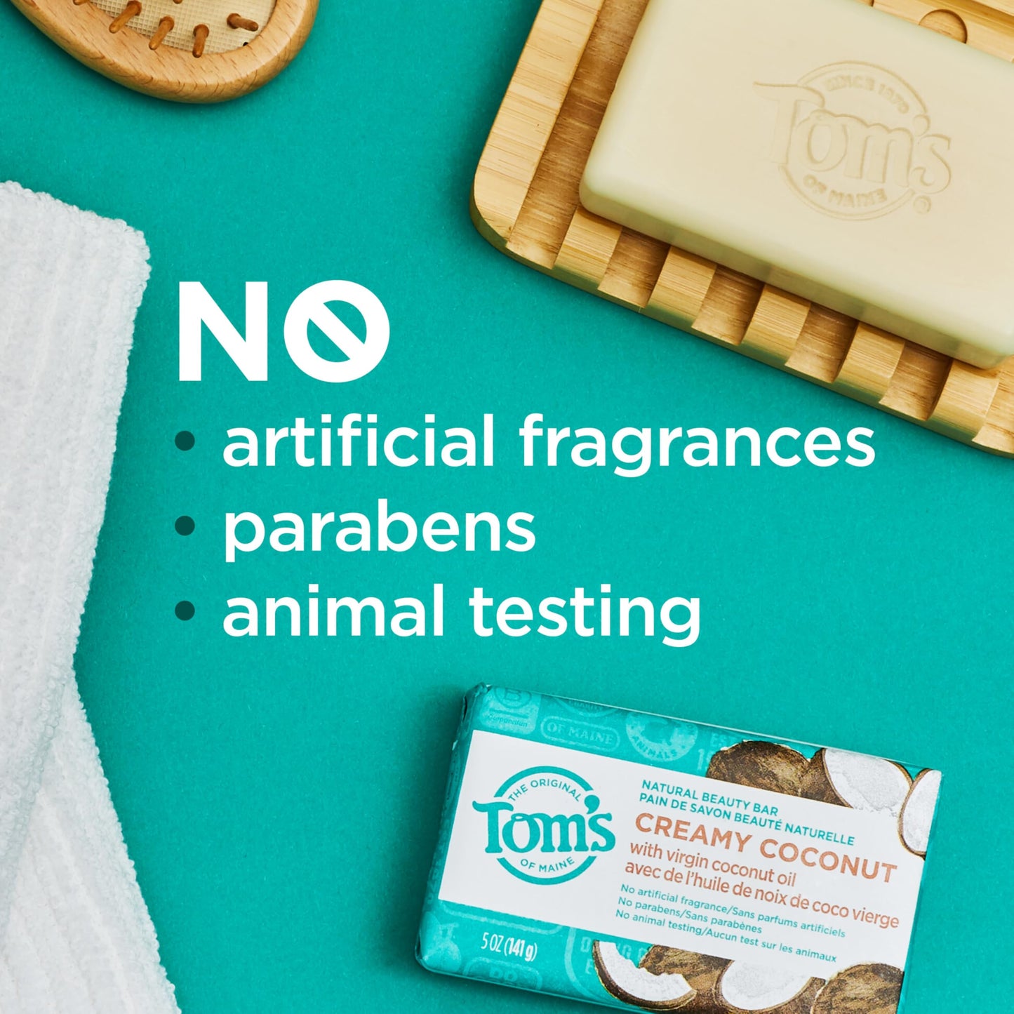 Tom’s of Maine Natural Beauty Bar Soap For Women and Men, Fragrance Free, Sensitive Skin, 5 oz Bar (Pack of 6)