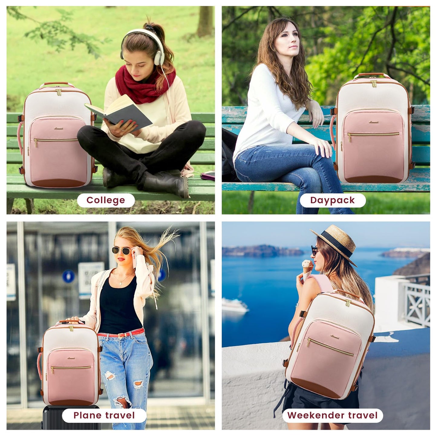 LOVEVOOK 40L Travel Backpack for Women & Men, Airline Approved Carry On Luggage with 3 Packing Cubes, TSA Overnight Bags, Waterproof Personal Item Bag, Weekender Essentials Backpacks fits 17" Laptop