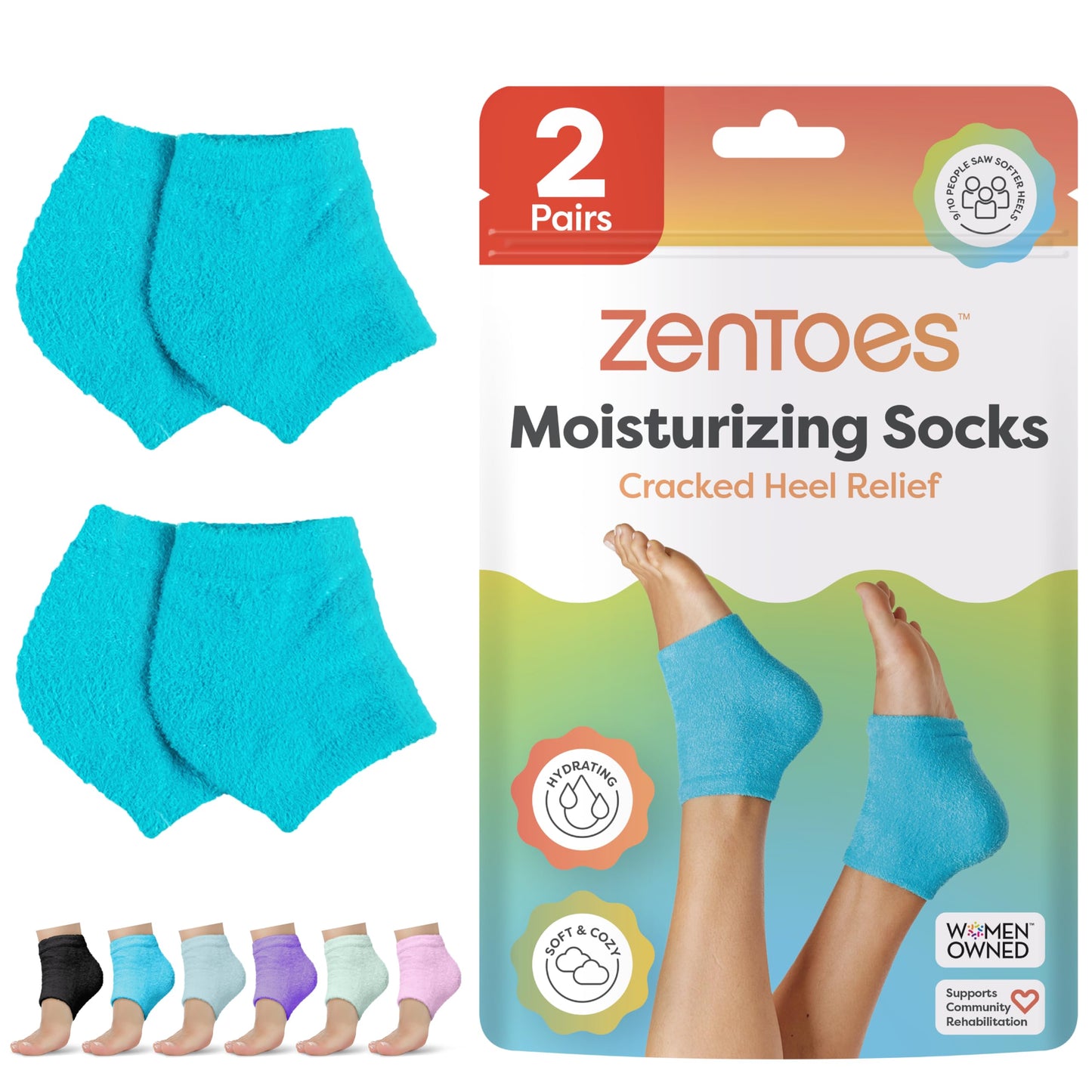 ZenToes Moisturizing Socks for Cracked Heel Treatment, Vitamin E, Olive Oil and Jojoba Oil Infused Heel Socks, Spa Gifts for Women, Relaxation Gifts for Women (Fuzzy Lilac Purple, Regular)