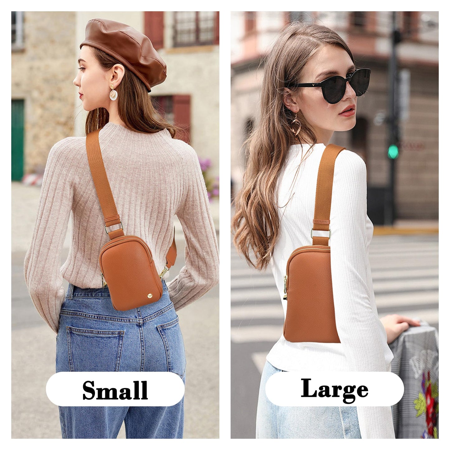 INICAT Anti Theft Crossbody Bag for Women, Small RFID Blocking Sling Purse with Zipper Lock for Travel, Vegan Leather