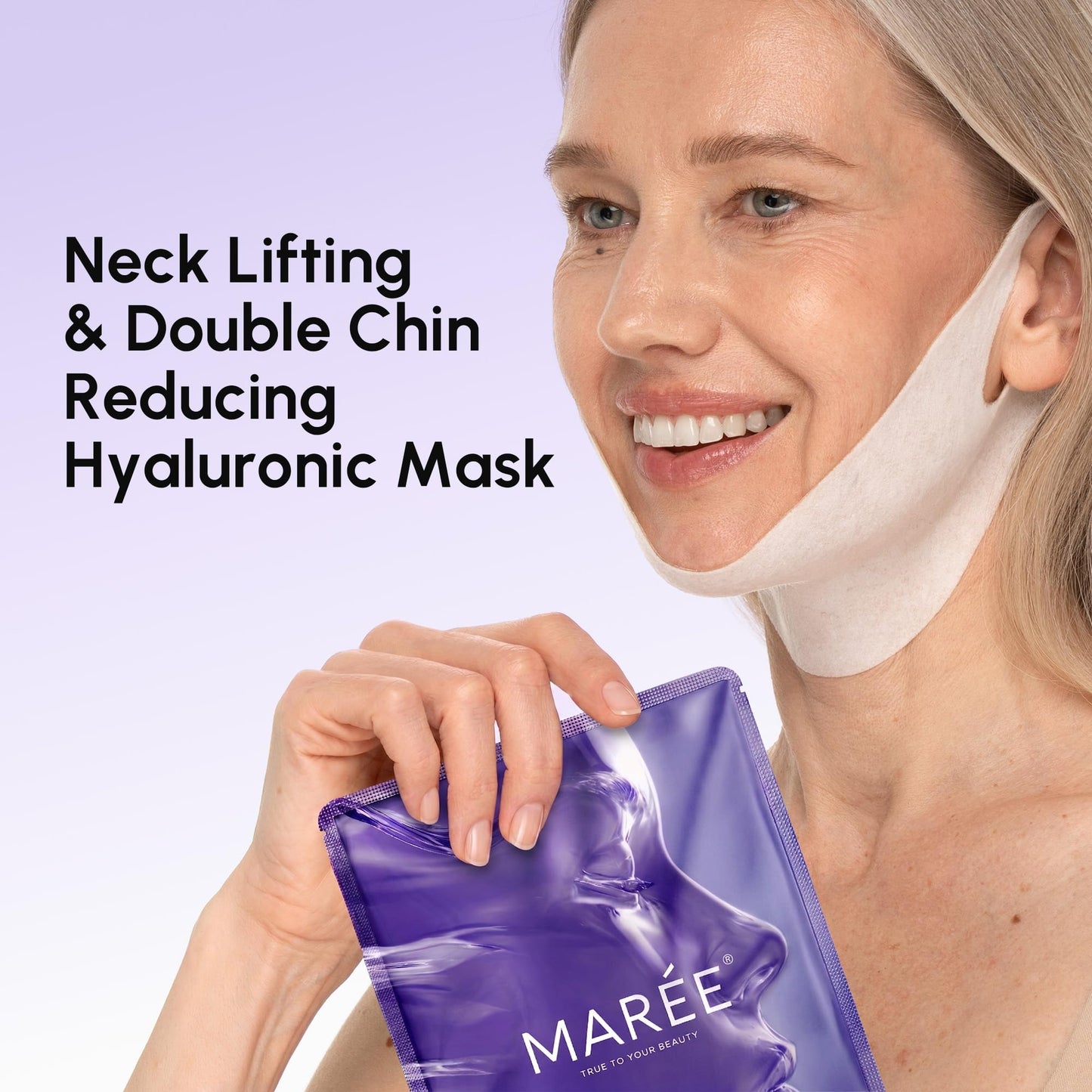 MAREE V Line Lifting Mask with 24K Gold – Deep Collagen Face Mask for Women – Jawline Shaper Mask with Retinol & Hyaluronic Acid – Neck Tightening & Firming - Double Chin Strap for Face Lift