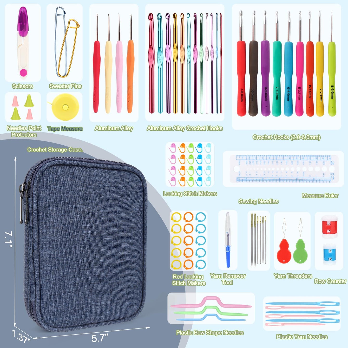 Katech Crochet Kit for Beginners, Beginner Crochet Kit for Adults-Crochet Kits Includes Crochet Hooks Knitting Bag Crochet Yarn for Crocheting Instruction Knitting Kit Crochet Supplies Gift