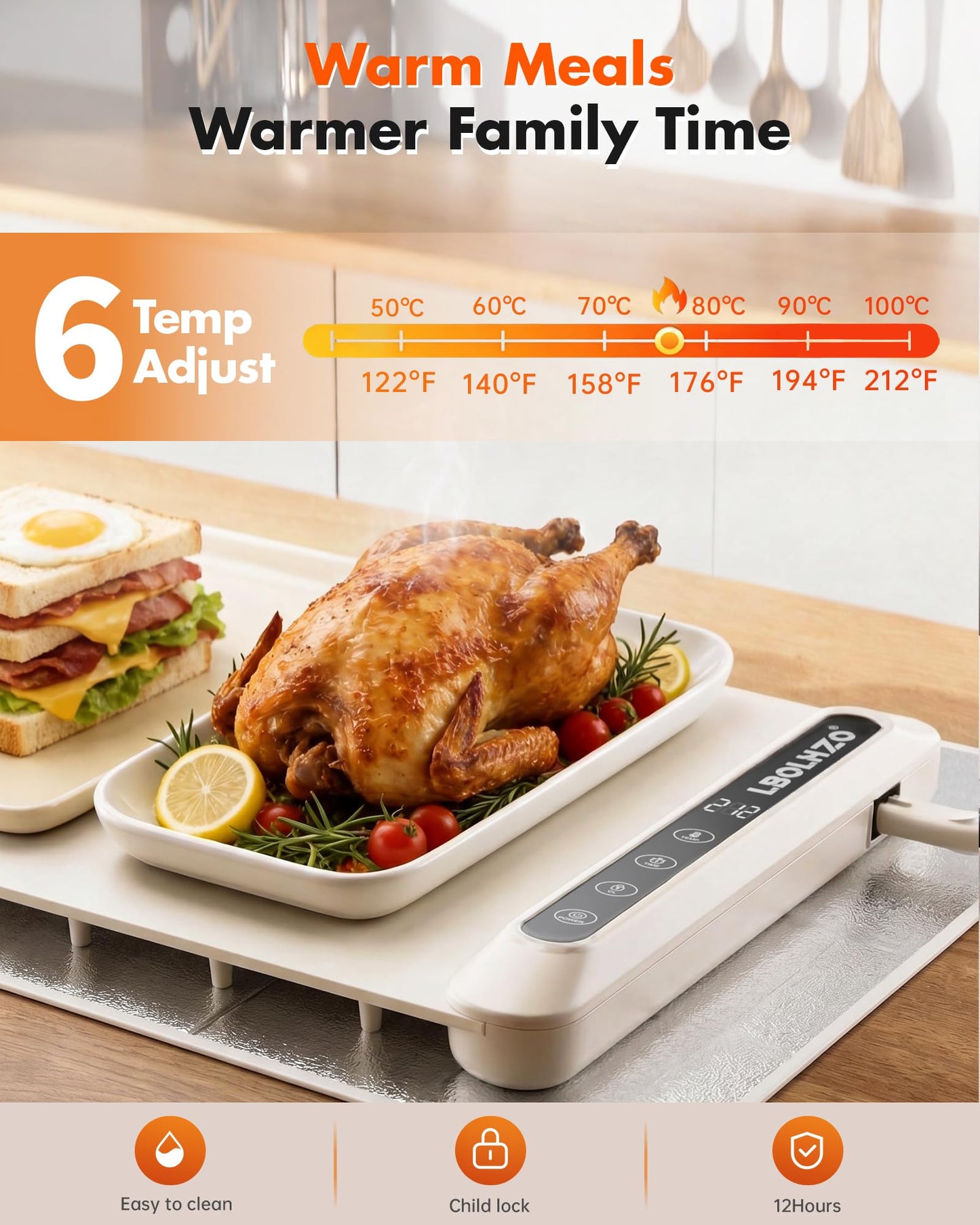 Warming Mat For Food Extra Long 43"x12" 600W Food Warming Mat Heat Resistant Pad,Chafing Dishes for Buffet 6 Temp 12 Hours,Child Lock,Food Warmers for Parties Buffet for Catering Gatherings