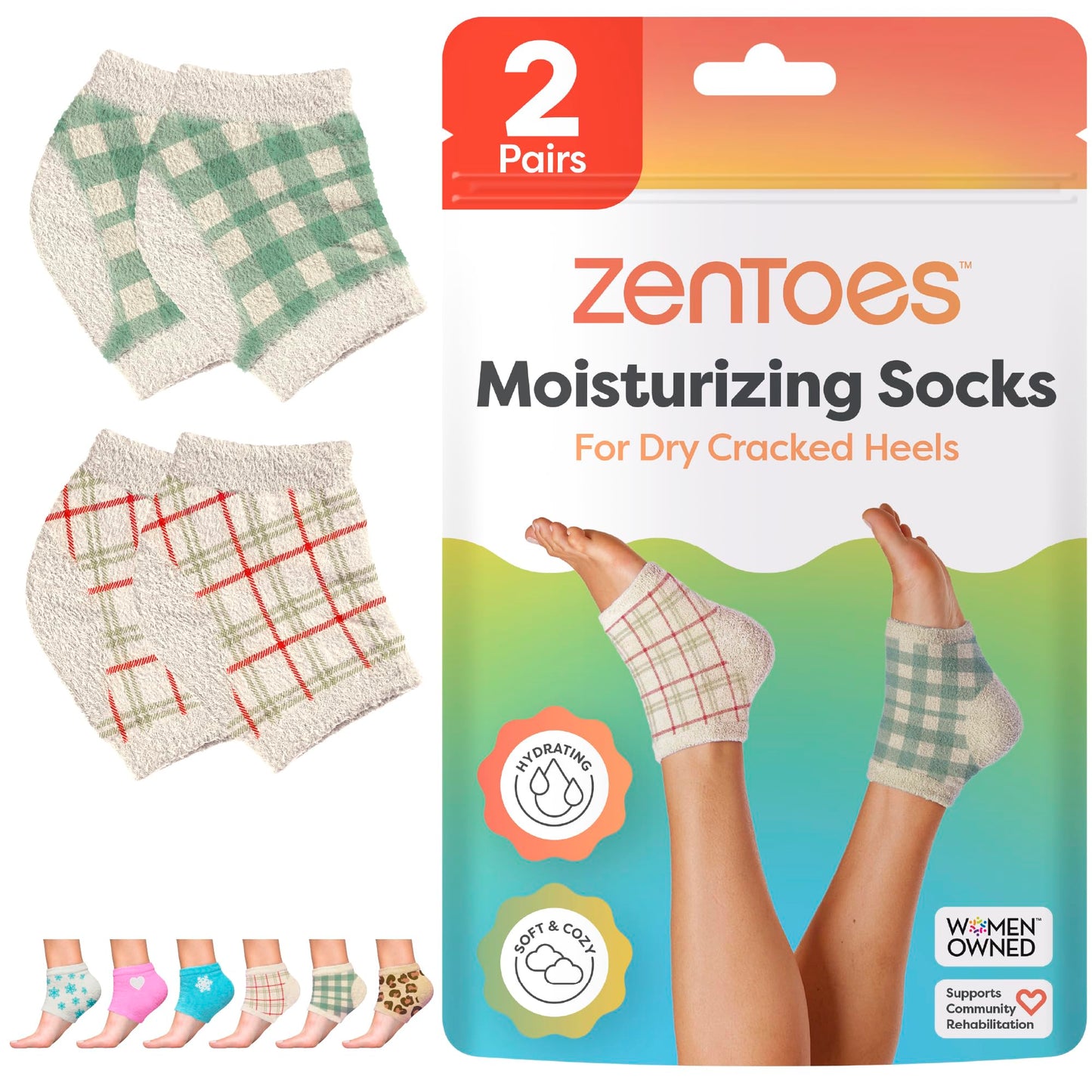 ZenToes Moisturizing Socks for Cracked Heel Treatment, Vitamin E, Olive Oil and Jojoba Oil Infused Heel Socks, Spa Gifts for Women, Relaxation Gifts for Women (Fuzzy Lilac Purple, Regular)