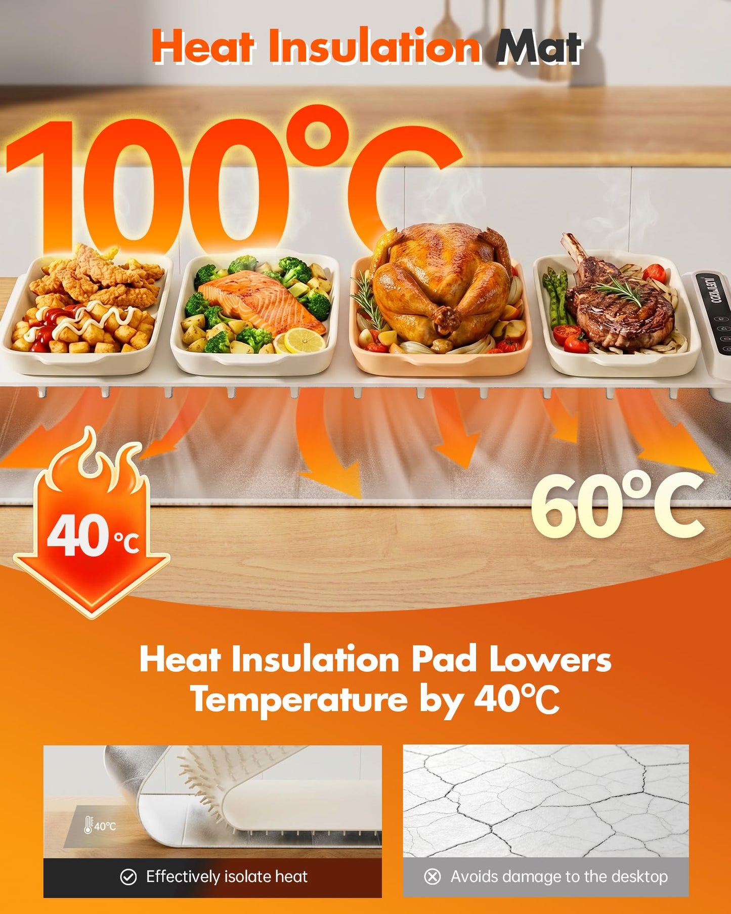 Warming Mat For Food Extra Long 43"x12" 600W Food Warming Mat Heat Resistant Pad,Chafing Dishes for Buffet 6 Temp 12 Hours,Child Lock,Food Warmers for Parties Buffet for Catering Gatherings