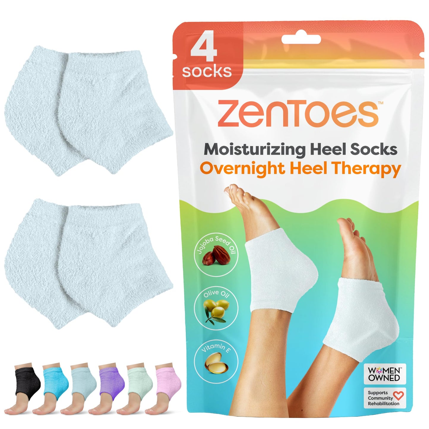 ZenToes Moisturizing Socks for Cracked Heel Treatment, Vitamin E, Olive Oil and Jojoba Oil Infused Heel Socks, Spa Gifts for Women, Relaxation Gifts for Women (Fuzzy Lilac Purple, Regular)