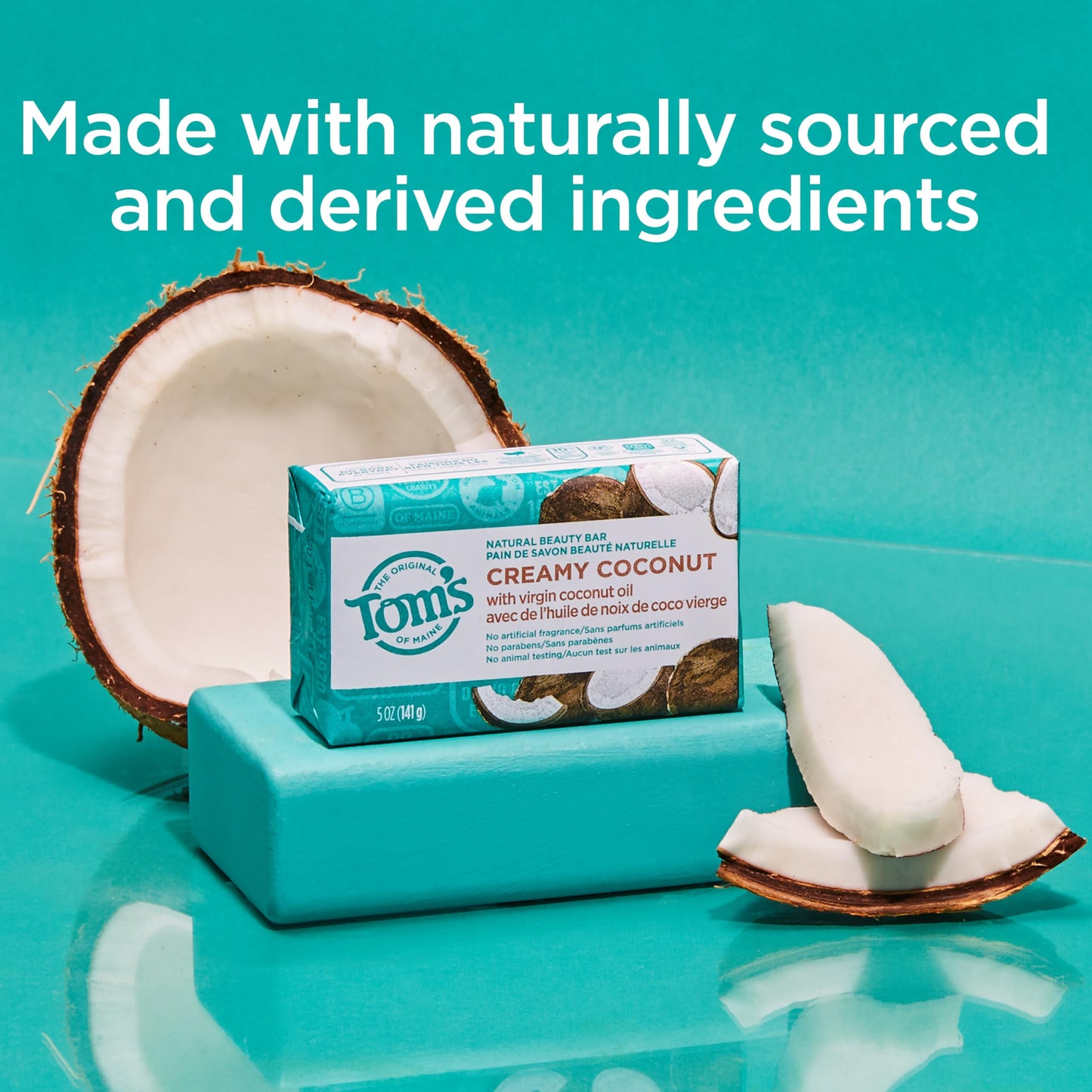 Tom’s of Maine Natural Beauty Bar Soap For Women and Men, Fragrance Free, Sensitive Skin, 5 oz Bar (Pack of 6)