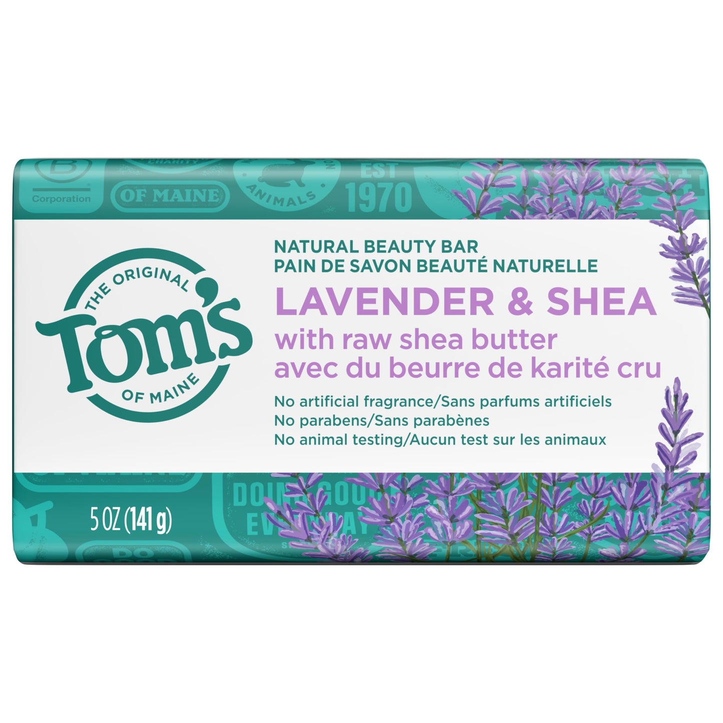 Tom’s of Maine Natural Beauty Bar Soap For Women and Men, Fragrance Free, Sensitive Skin, 5 oz Bar (Pack of 6)