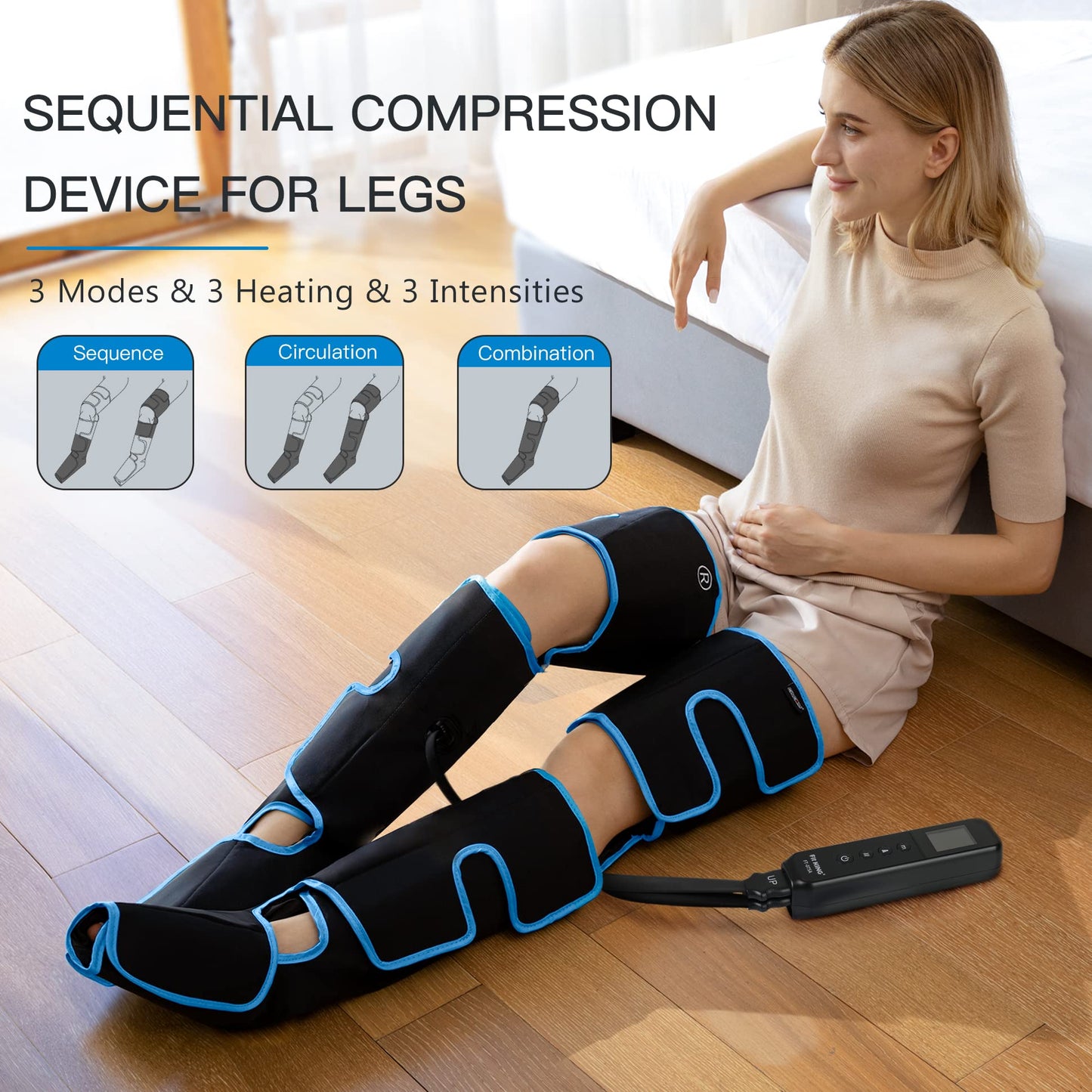 CINCOM Leg Massager with Heat and Compression, 3-in-1 Foot Calf & Thigh Massager for Circulation and Pain Relief Helpful for Lymphedema Edema Restless and Relaxation FSA - HSA
