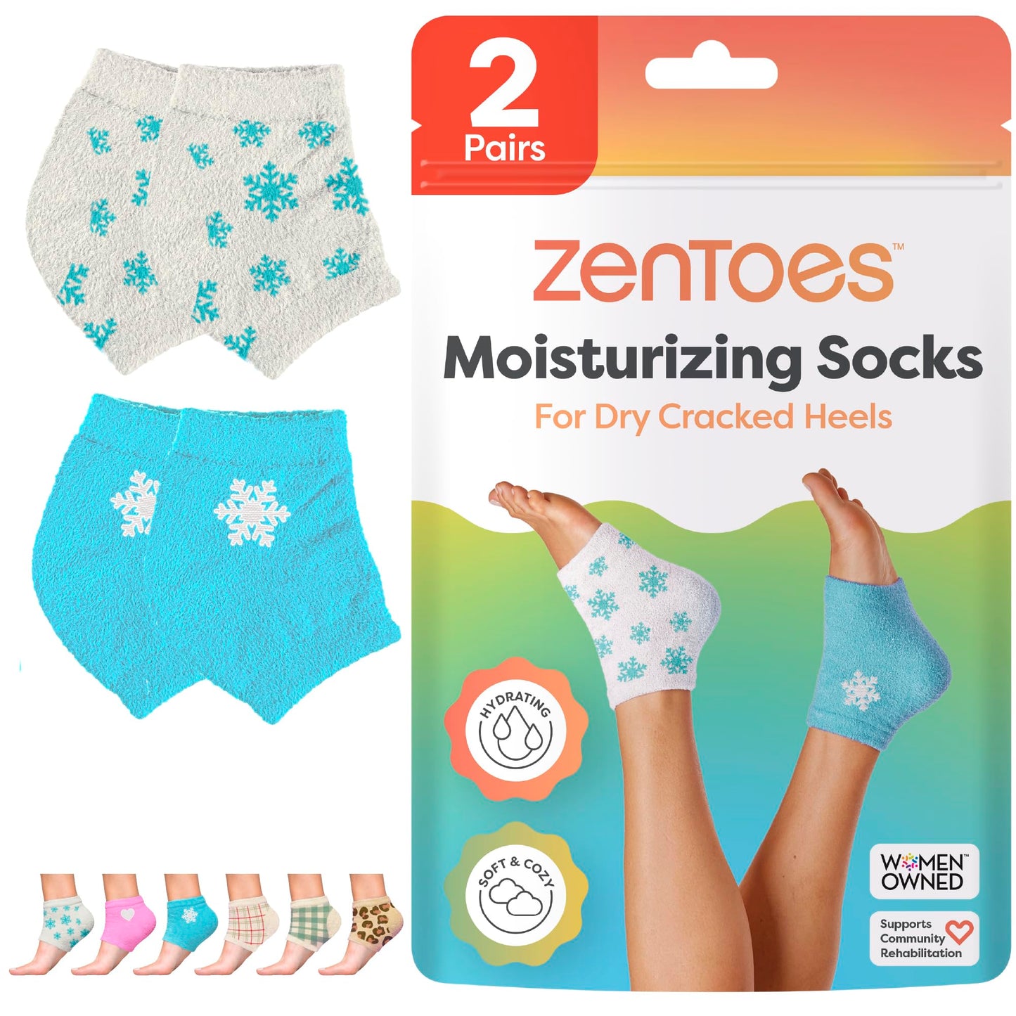 ZenToes Moisturizing Socks for Cracked Heel Treatment, Vitamin E, Olive Oil and Jojoba Oil Infused Heel Socks, Spa Gifts for Women, Relaxation Gifts for Women (Fuzzy Lilac Purple, Regular)