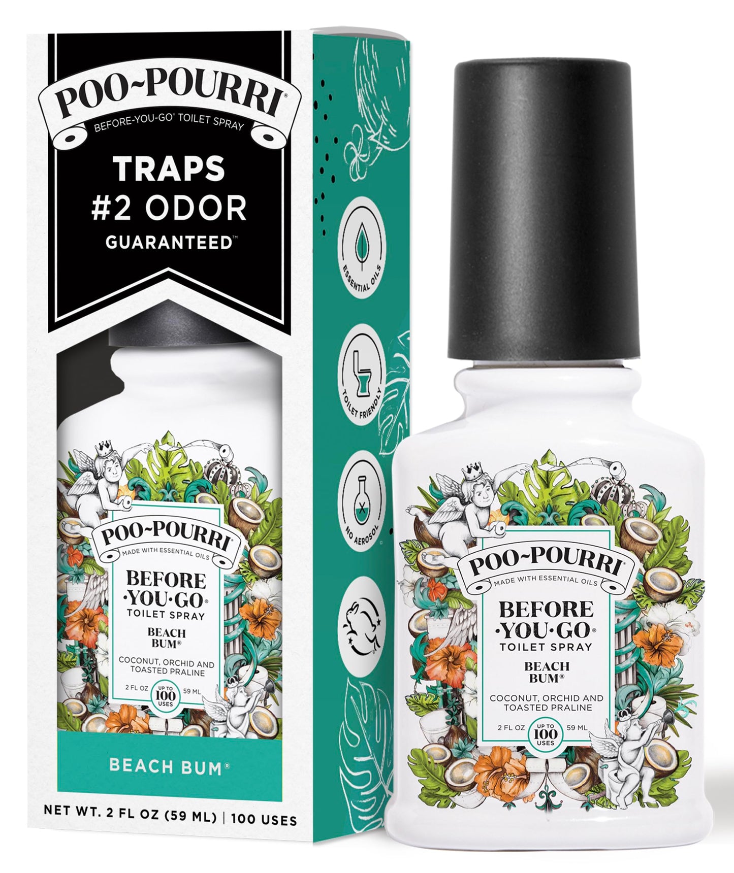 Poo-Pourri Before-You-Go Pocket Toilet Spray, Travel Essentials, Beach Bum, 1 Fl Oz, Up to 50 Uses, On-The-Go Bathroom Odor Deodorizer with Essential Oils, TSA Approved Size, Coconut Orchid Scent