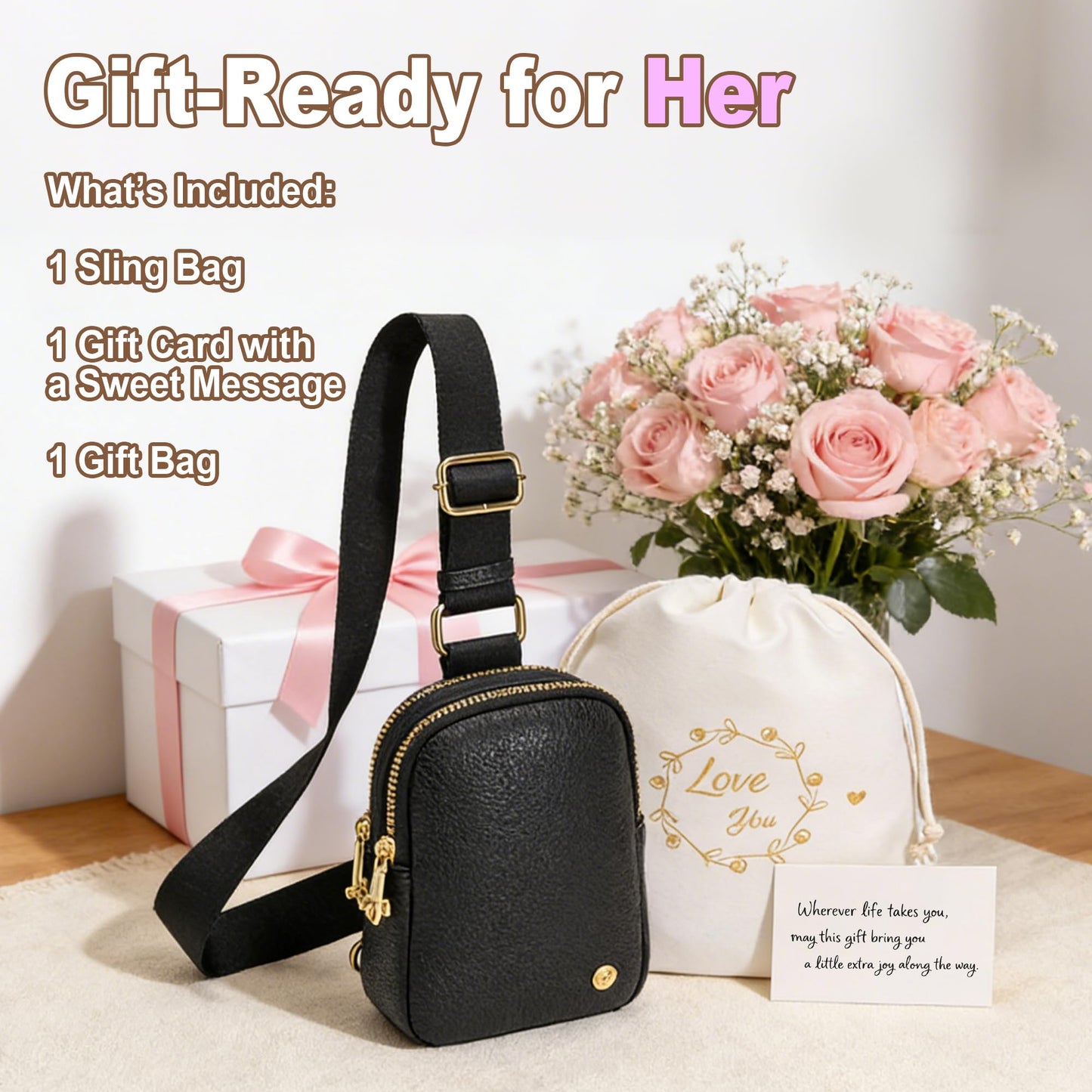 INICAT Anti Theft Crossbody Bag for Women, Small RFID Blocking Sling Purse with Zipper Lock for Travel, Vegan Leather