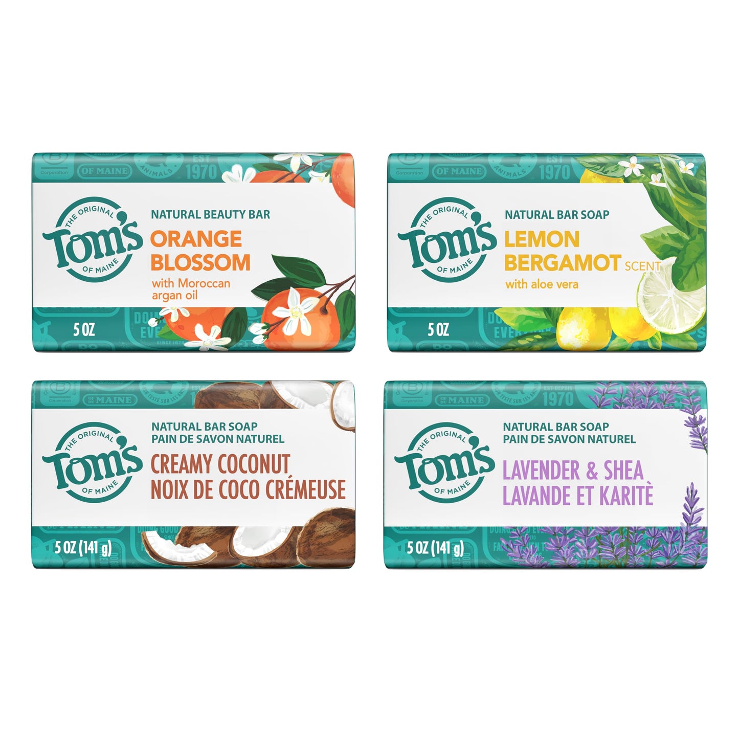Tom’s of Maine Natural Beauty Bar Soap For Women and Men, Fragrance Free, Sensitive Skin, 5 oz Bar (Pack of 6)